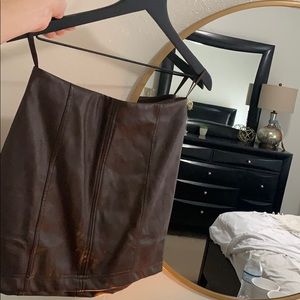 boutique brown faux leather skirt
